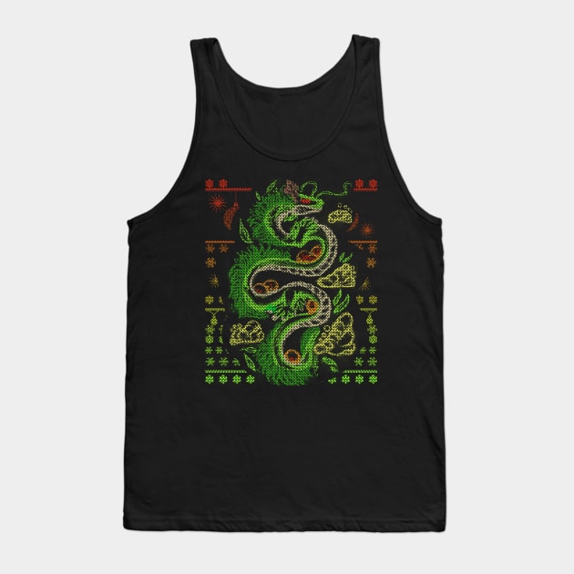 Ugly Christmas Dragon Sweater Tank Top by hybridgothica